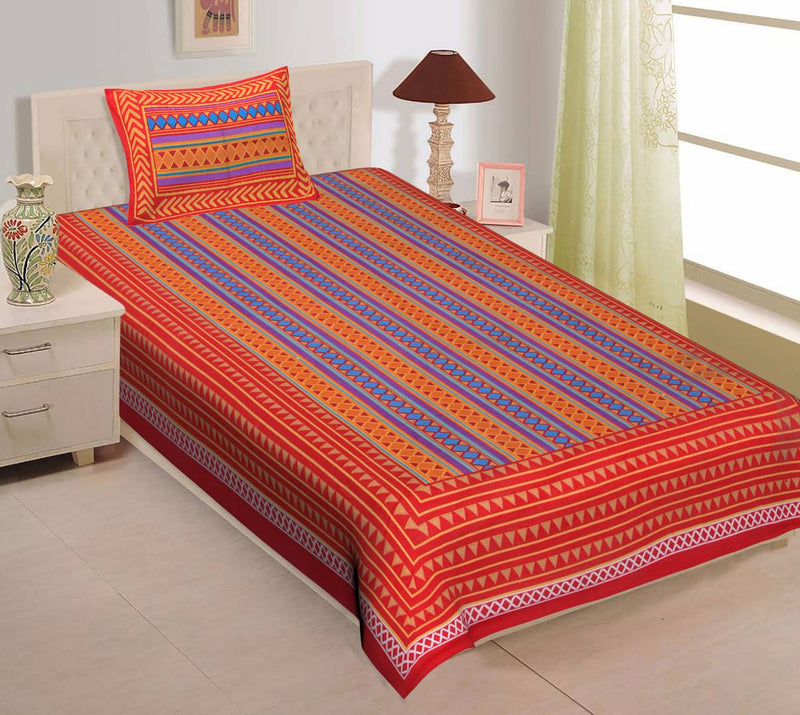 Cotton Single Bedsheet with 1 Pillowcover (60*90 Inch)