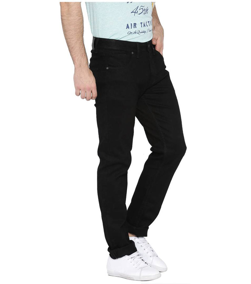 Black Stretchable Denim Regular Fit Jeans