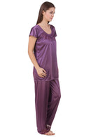 Women's Lace Work Satin Nightsuit