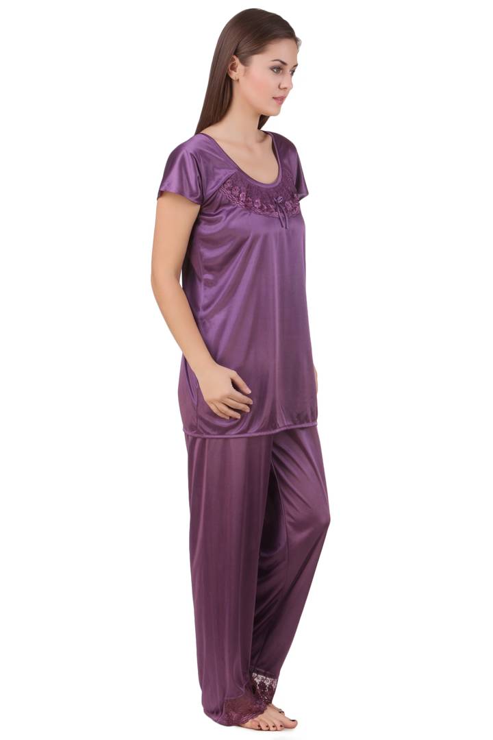 Women's Lace Work Satin Nightsuit