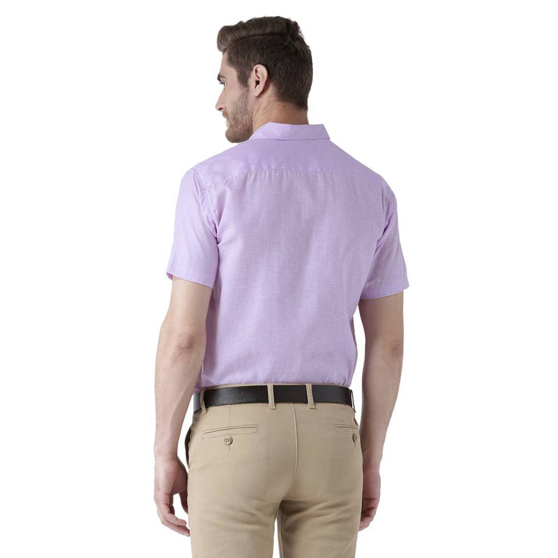 Purple Cotton Half Sleeve Solid Formal Shirt