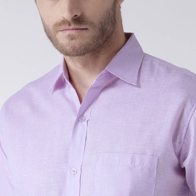 Purple Cotton Half Sleeve Solid Formal Shirt