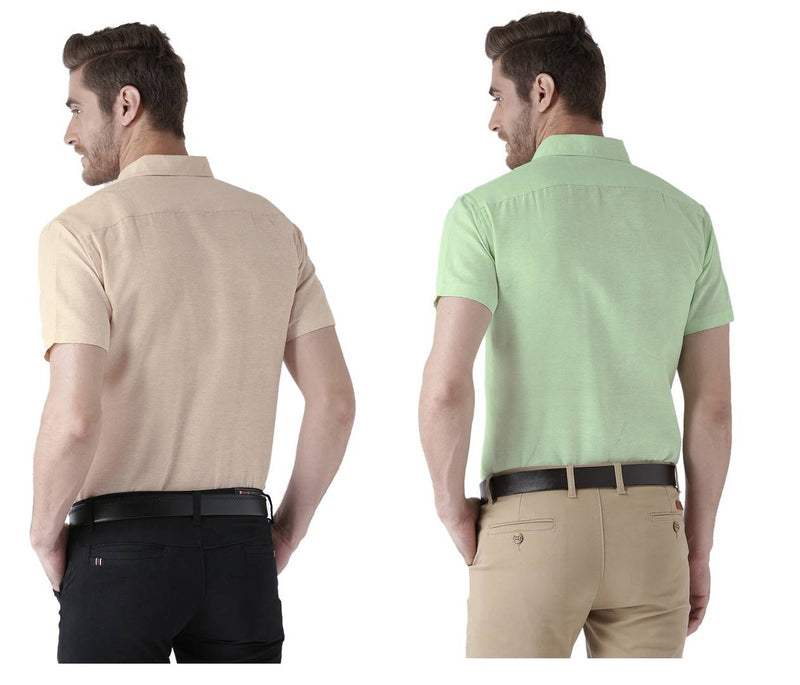 Buy 1 Get 1 Free Multicoloured Cotton Half Sleeve Solid Formal Shirt