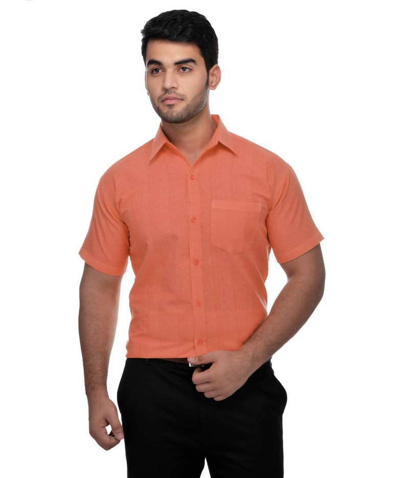 Orange Cotton Solid Regular Fit Formal Shirt