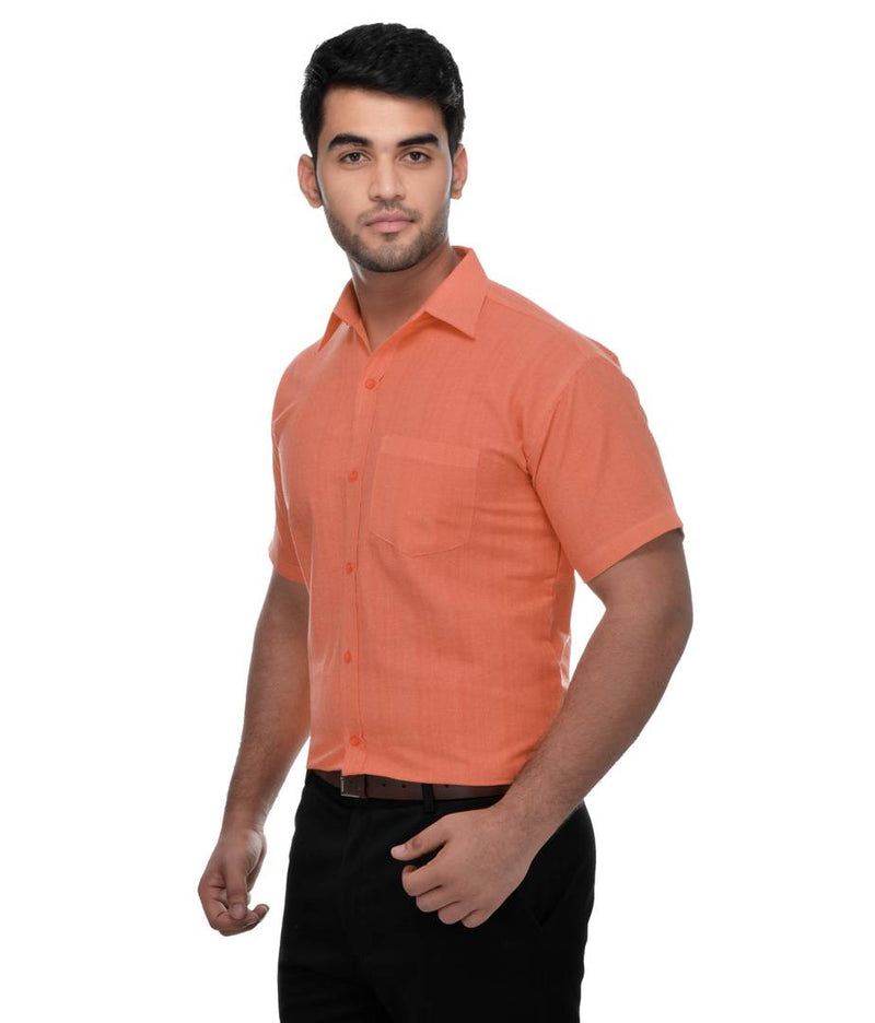 Orange Cotton Solid Regular Fit Formal Shirt