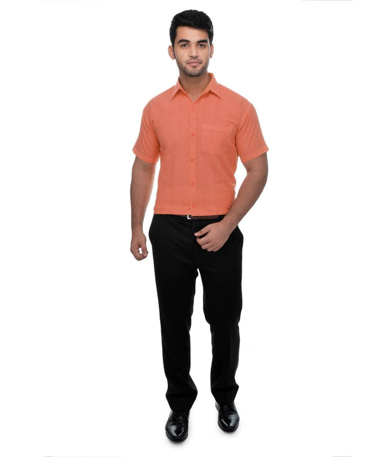 Orange Cotton Solid Regular Fit Formal Shirt