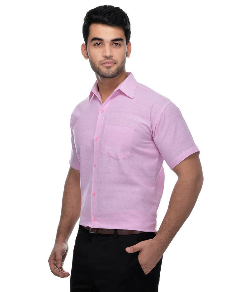 Pink Cotton Solid Regular Fit Formal Shirt