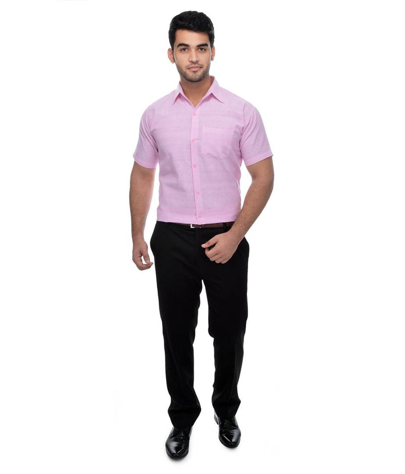 Pink Cotton Solid Regular Fit Formal Shirt