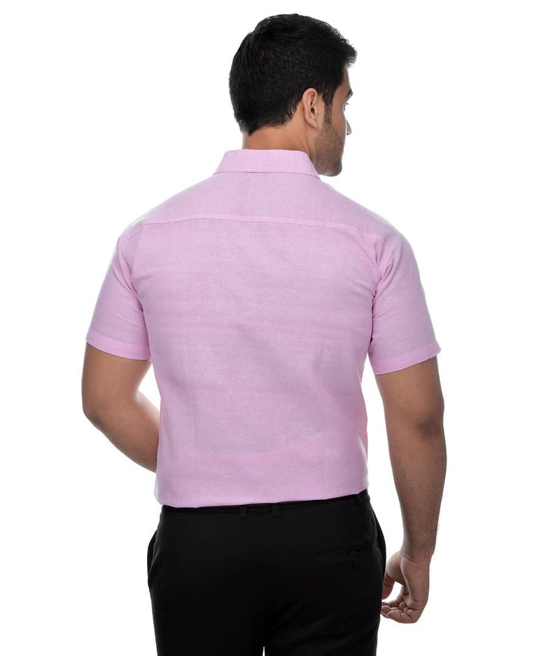 Pink Cotton Solid Regular Fit Formal Shirt