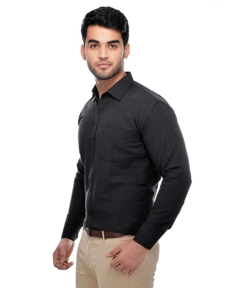 Black Cotton Regular Fit Formal Shirt