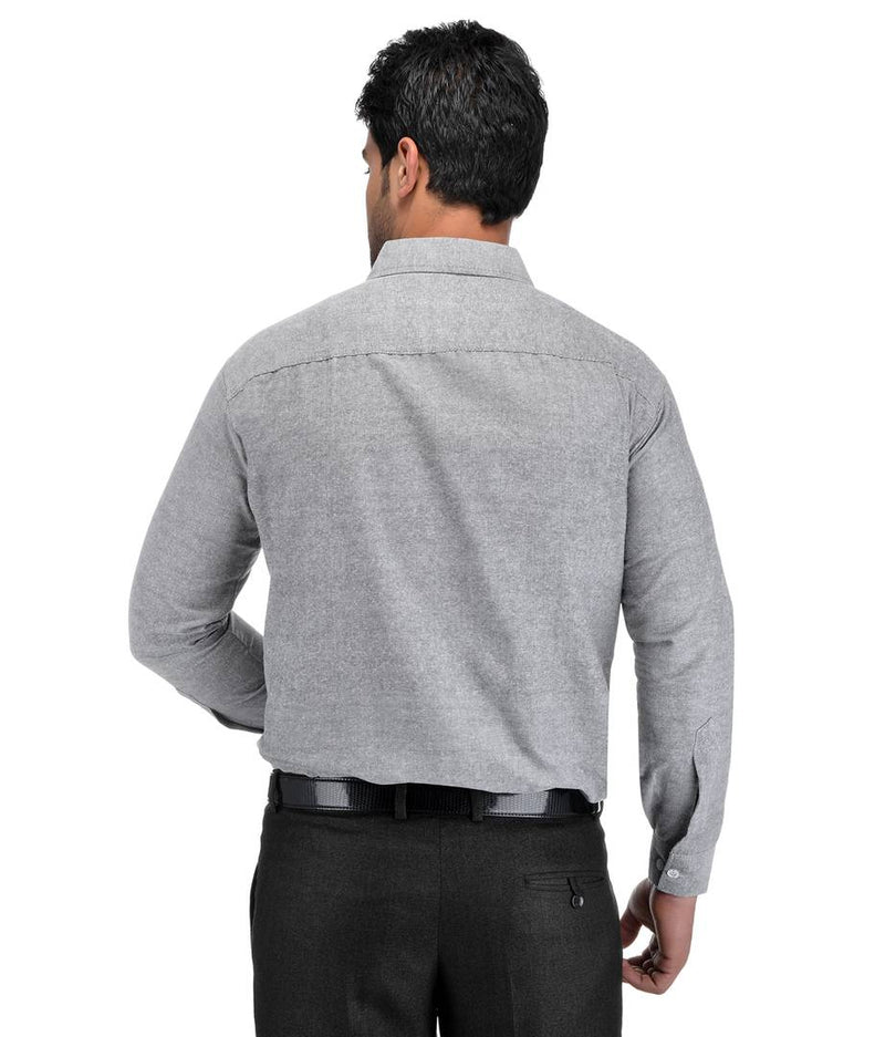 Grey Cotton Regular Fit Formal Shirt