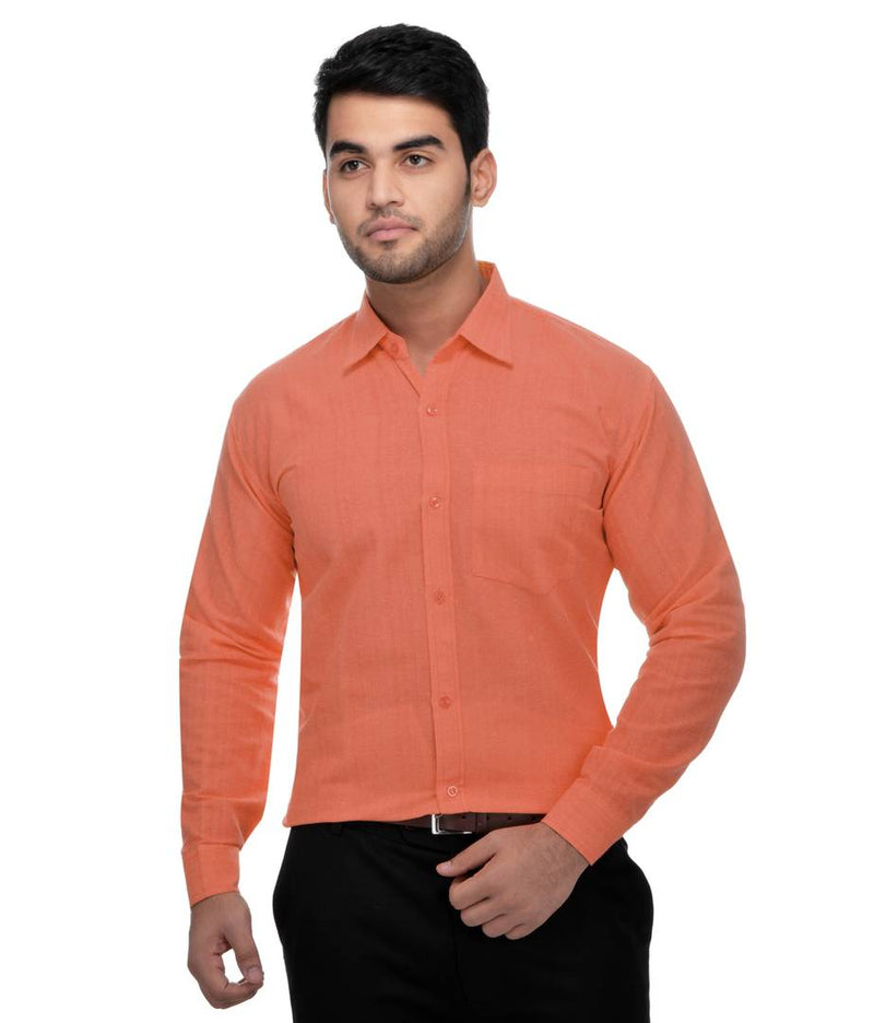 Orange Cotton Regular Fit Formal Shirt