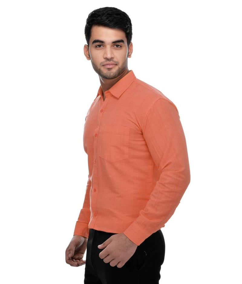 Orange Cotton Regular Fit Formal Shirt