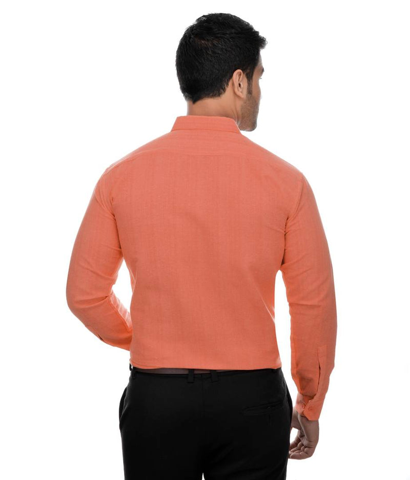 Orange Cotton Regular Fit Formal Shirt