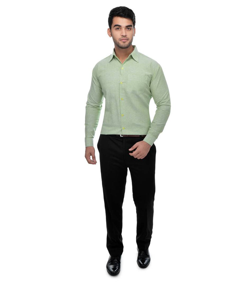 Green Cotton Regular Fit Formal Shirt