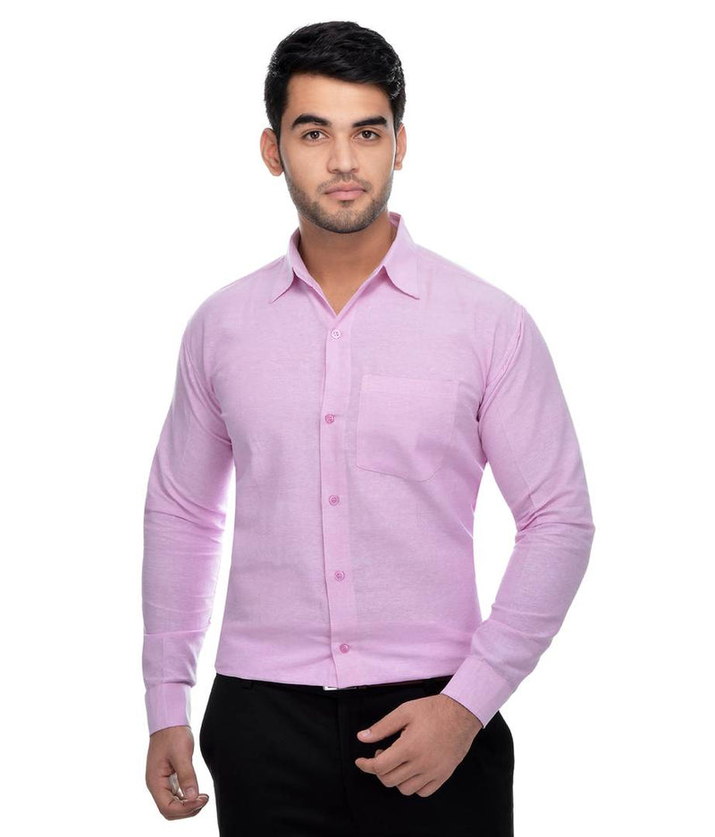 Pink Cotton Regular Fit Formal Shirt