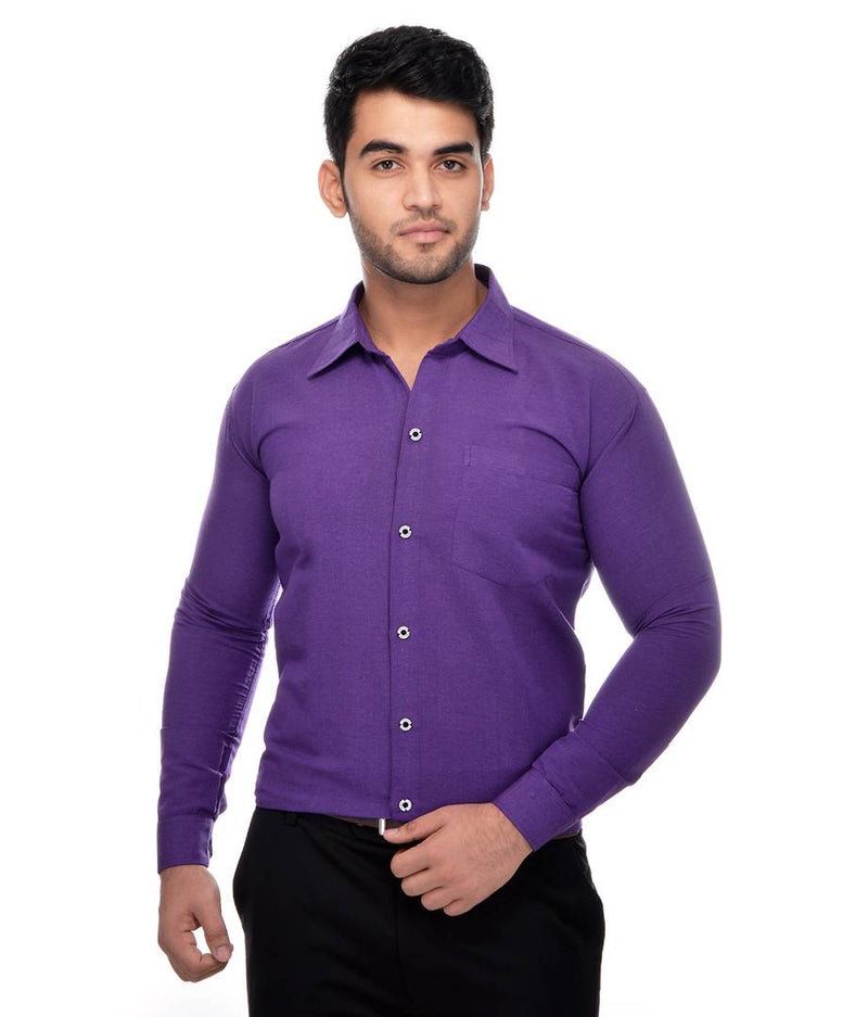 Purple Cotton Regular Fit Formal Shirt