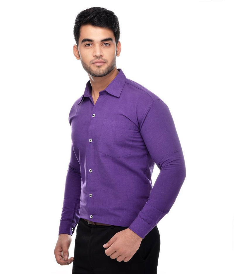 Purple Cotton Regular Fit Formal Shirt