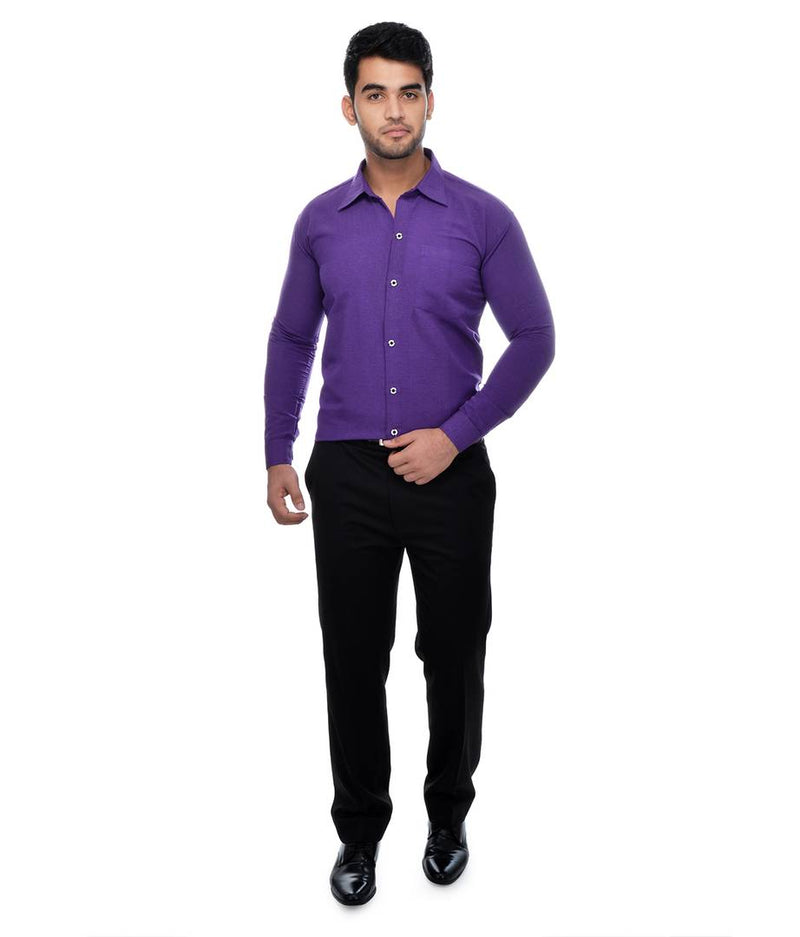 Purple Cotton Regular Fit Formal Shirt