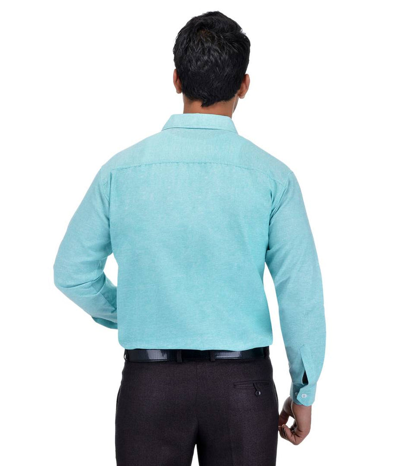 Blue Cotton Regular Fit Formal Shirt