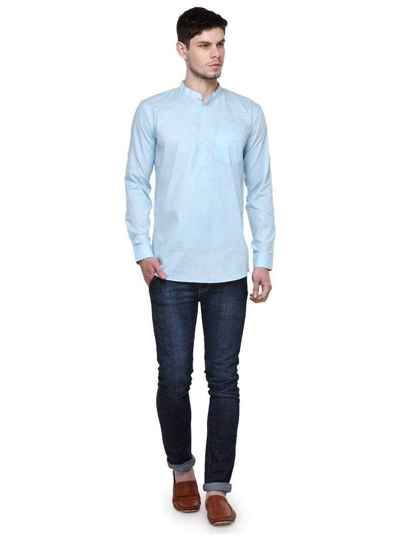 Blue Solid Stylish Short Length Kurta