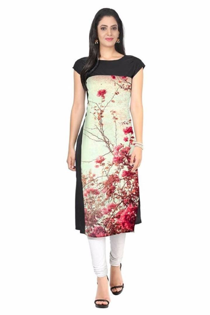 Printed Straight Cut Crepe Kurti