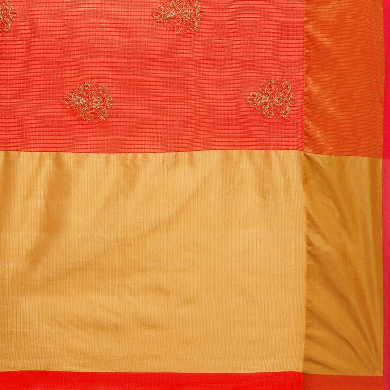 Embroided kota doria cotton saree with unstitched blouse piece