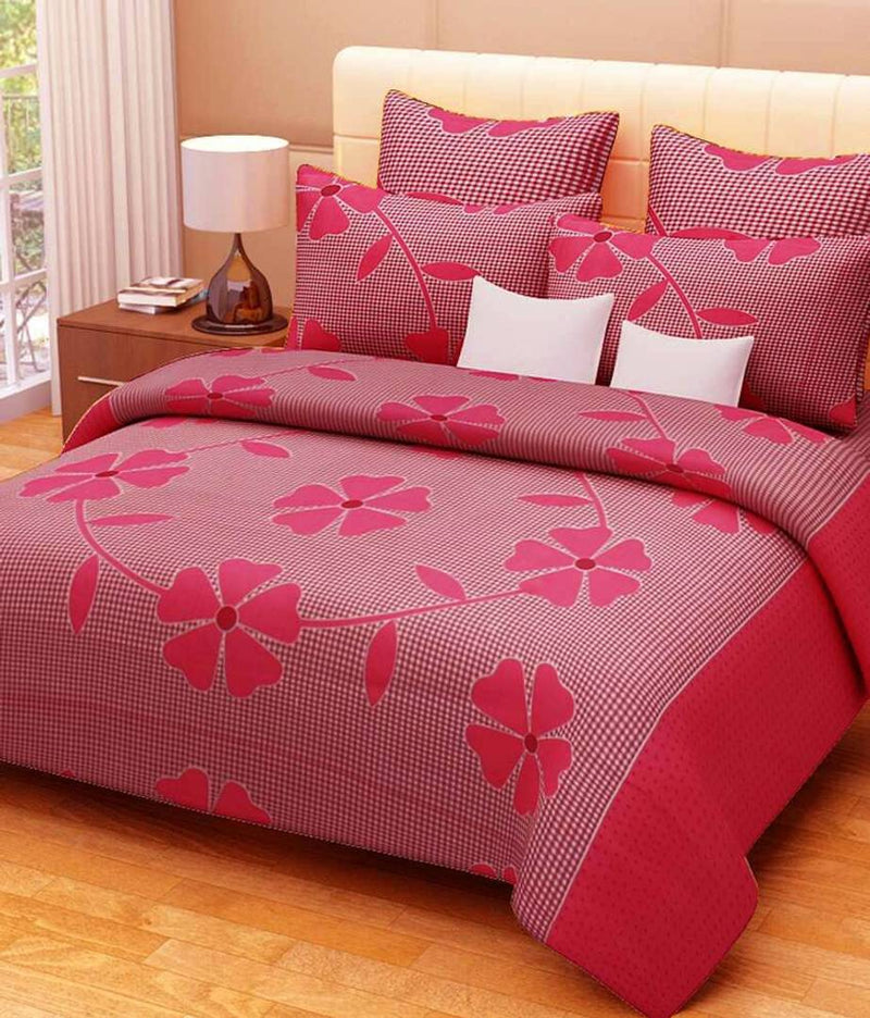 Multicoloured Polycotton Printed King Size Bedsheet With 2 Pillowcovers