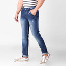 Blue Faded Denim Regular Fit Mid-Rise Jeans