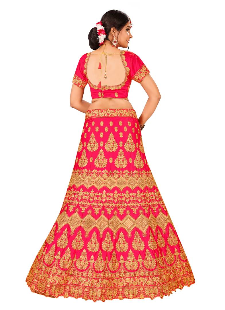 Pink Silk Embroidered Lehenga Choli with Dupatta