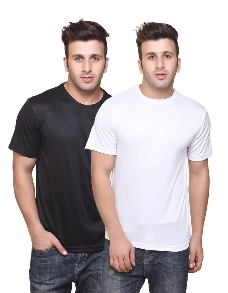 Multicoloured Polyester Blend Round Neck Dri-Fit T-Shirt (Pack Of 2)