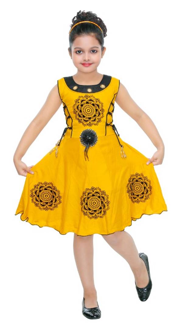 GIRLS HIT YELLOW COTTON FROCK