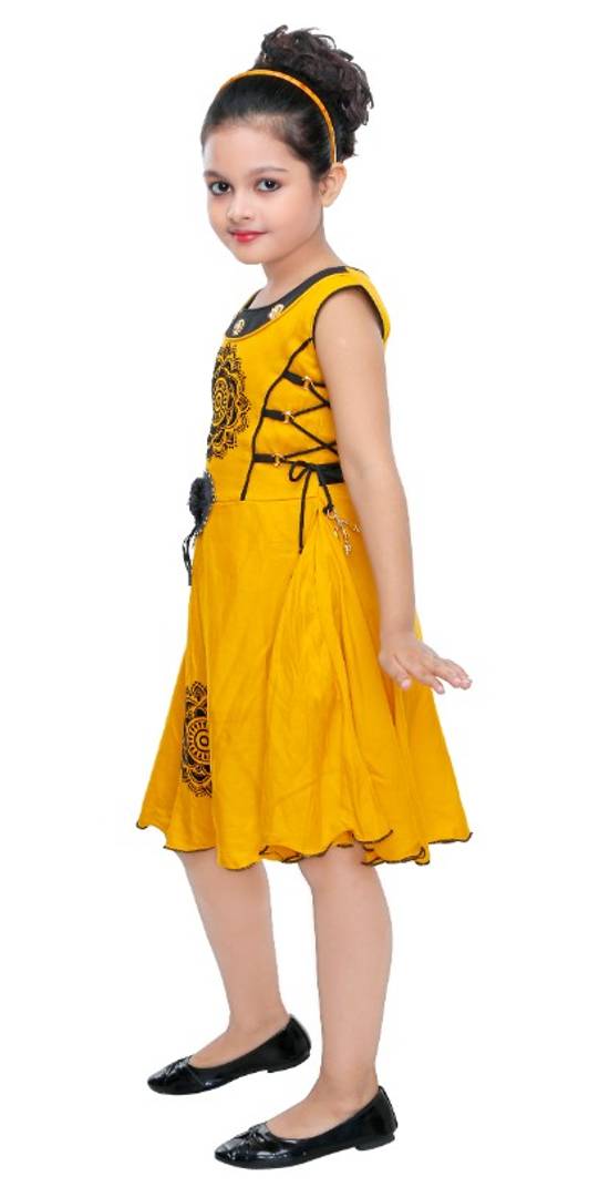 GIRLS HIT YELLOW COTTON FROCK