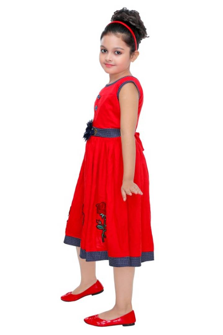 SUPER ROSE RED COTTON FROCK