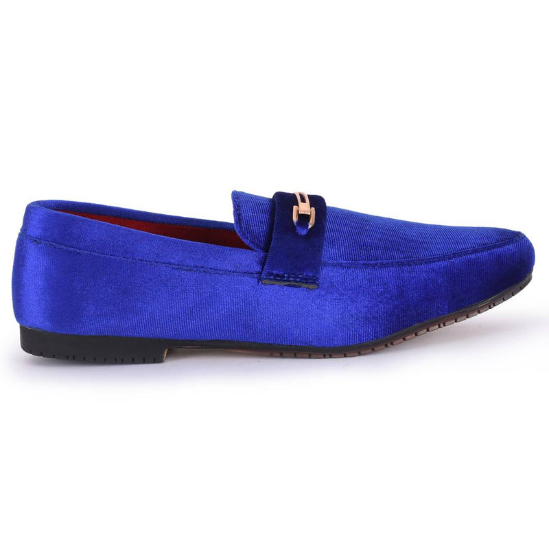 Men's Velvet Party Wear Loafer Blue