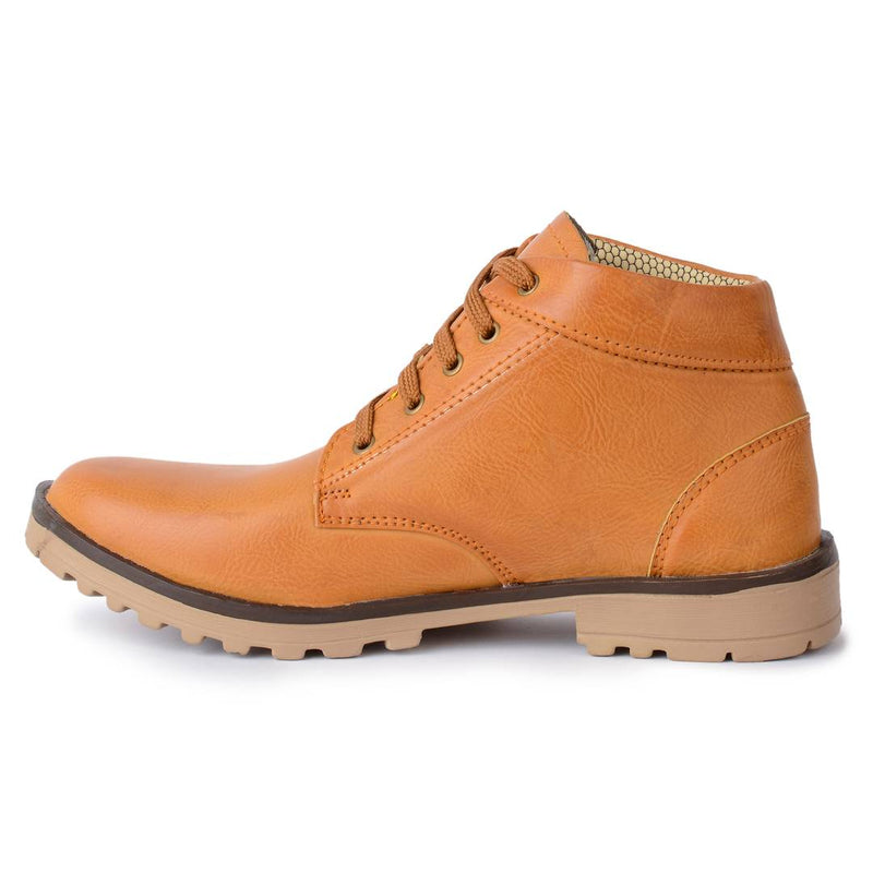 Men's Trendy Tan Synthetic Leather Heeled Boots