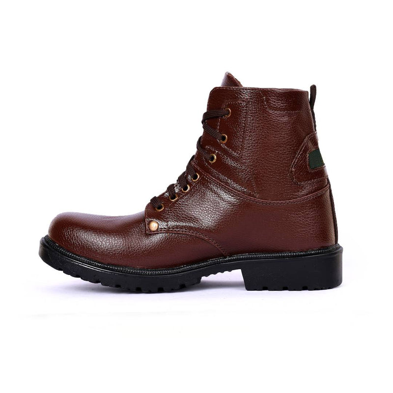 Brown Fabric boots for Men's