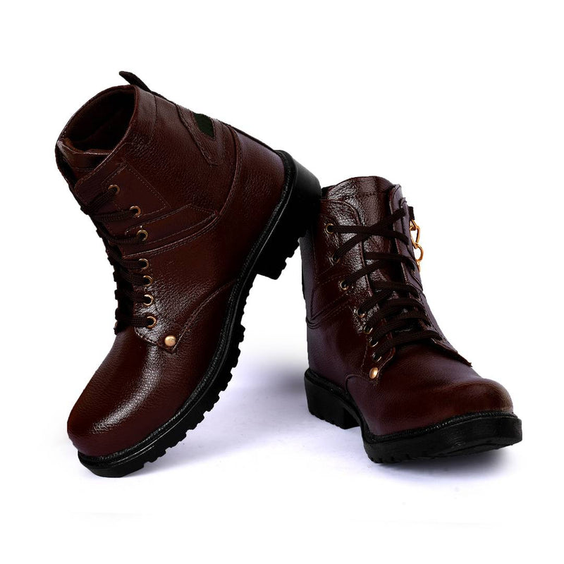 Brown Fabric boots for Men's