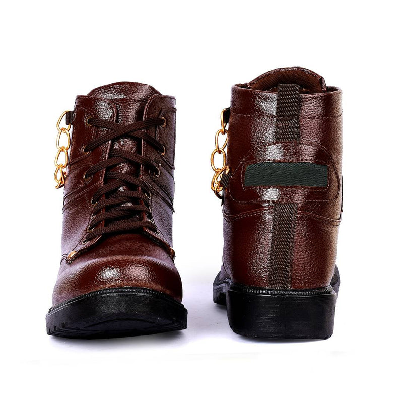 Brown Fabric boots for Men's