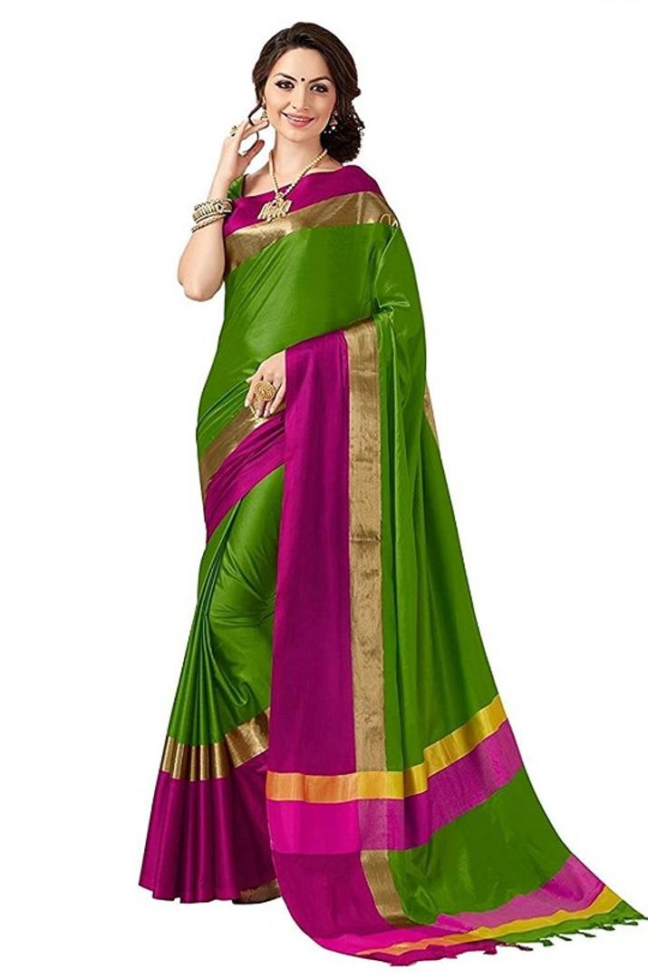 Multicoloured Cotton Silk Saree With Blouse