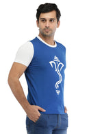 Blue Cotton Ganesh Printed T-Shirt