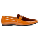 Men's Tan Synthetic  Self Design Casual Loafers Shoe