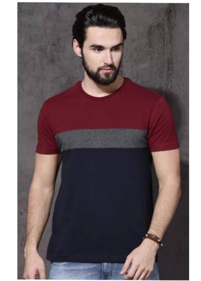 Multicoloured Colourblocked Cotton Round Neck Tees