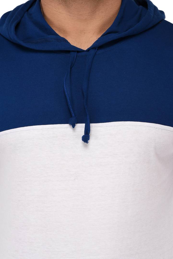 White Cotton Colourblocked Hooded Tees