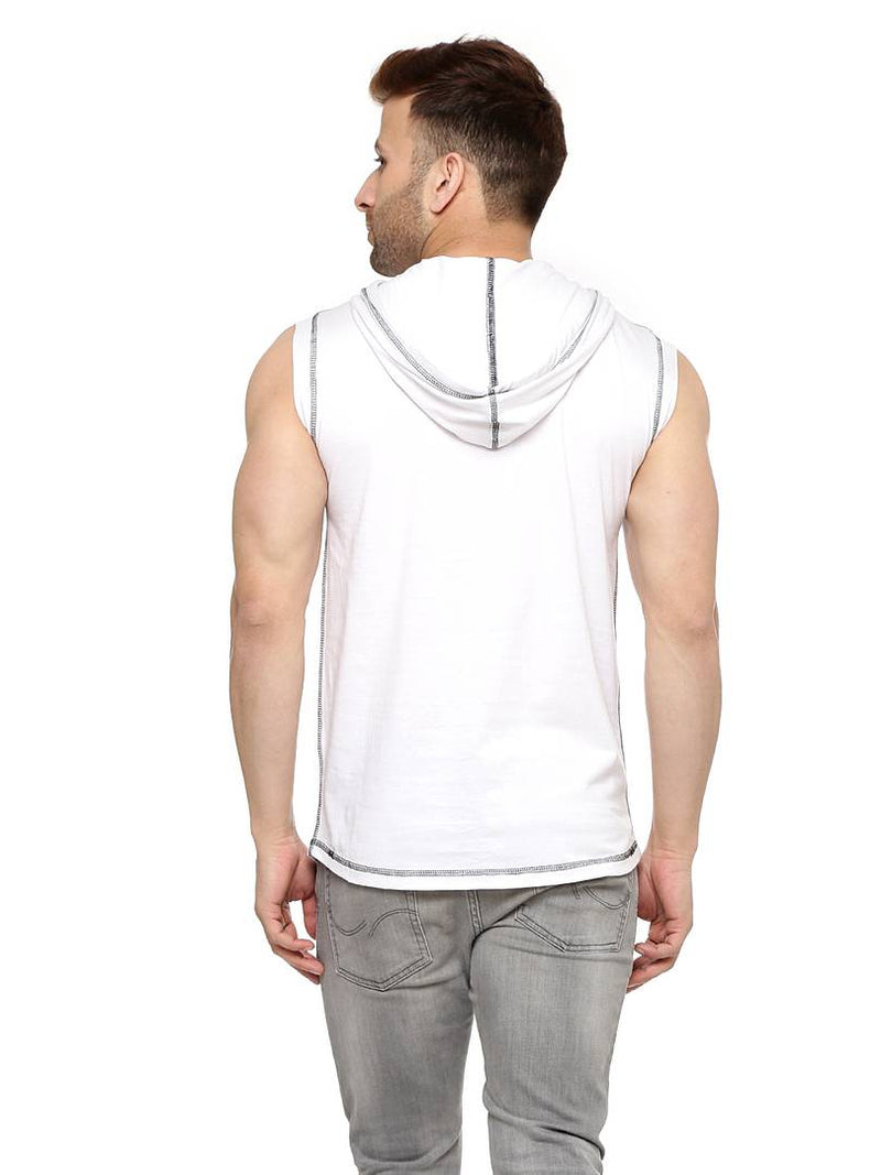 White Cotton Solid Hooded Tees