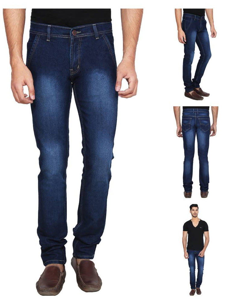 Men's Blue Denim Regular Fit Mid-Rise Jeans