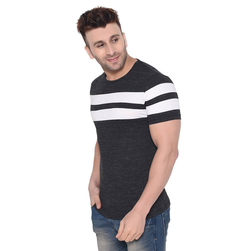 Multicoloured Self Pattern Cotton Round Neck T-Shirt