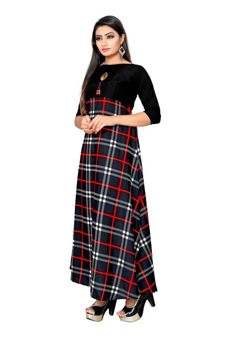 Multicoloured Crepe Long Dress for Women