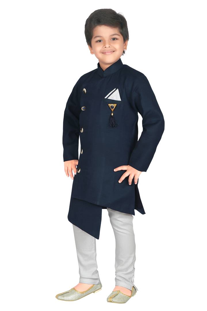 Navy Blue Kurta Pajama Set For Baby Boy