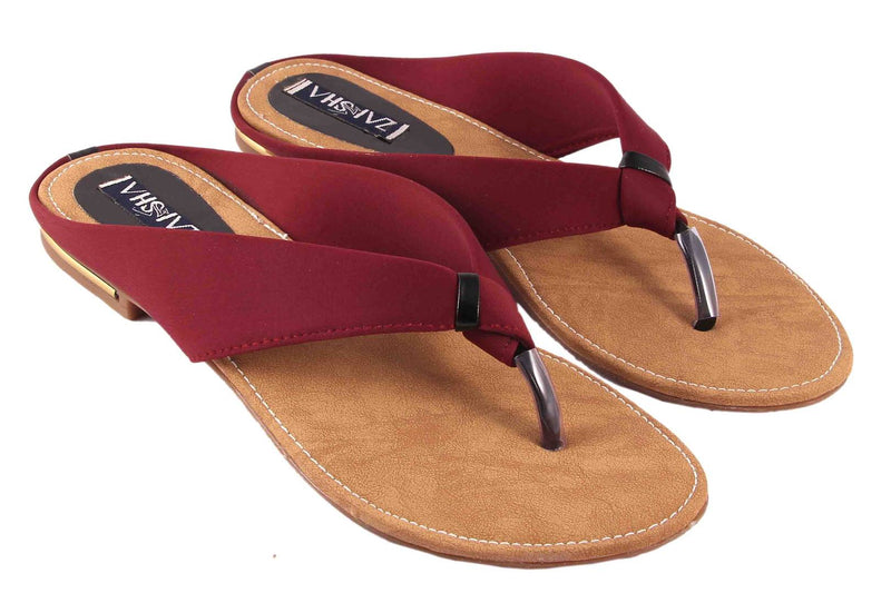 Stylish Maroon Synthetic Fashion Flats